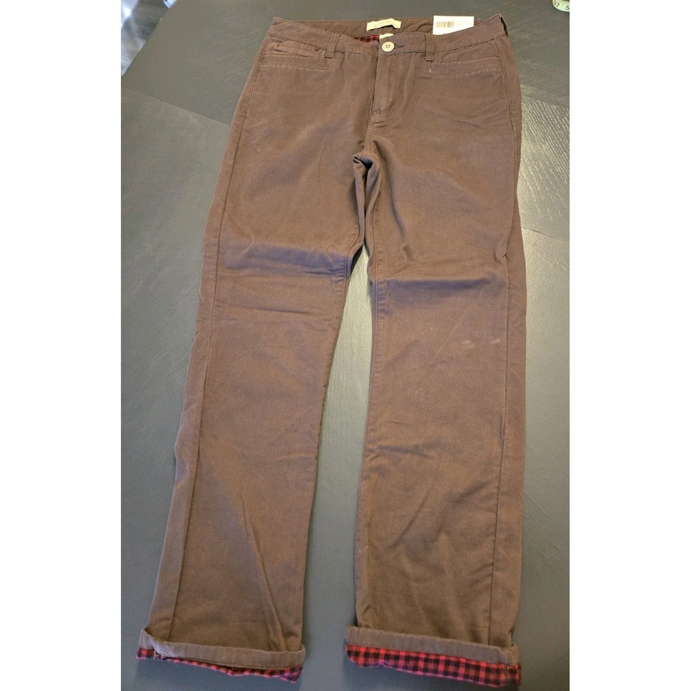Natural Reflections Flannel Lined Pants Womens 10 Chocolate Brown Plaid EUC!!